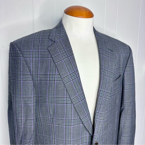 Holland & Sherry Other - Holland & Sherry Savile Row Gray Purple Plaid Wool Blazer